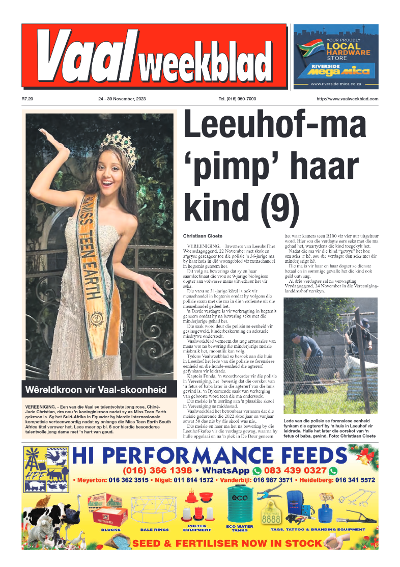 Vaalweekblad, 24 – 30 November, 2023 page 1