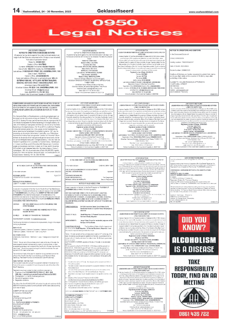 Vaalweekblad, 24 – 30 November, 2023 page 14