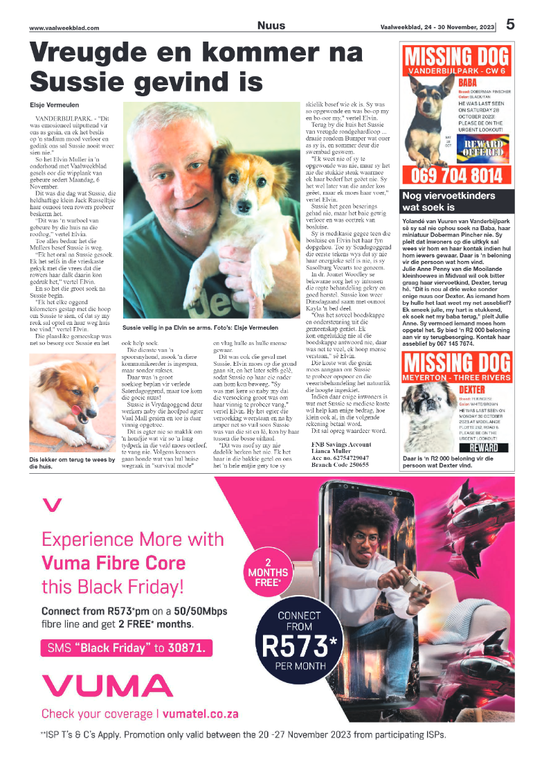 Vaalweekblad, 24 – 30 November, 2023 page 5