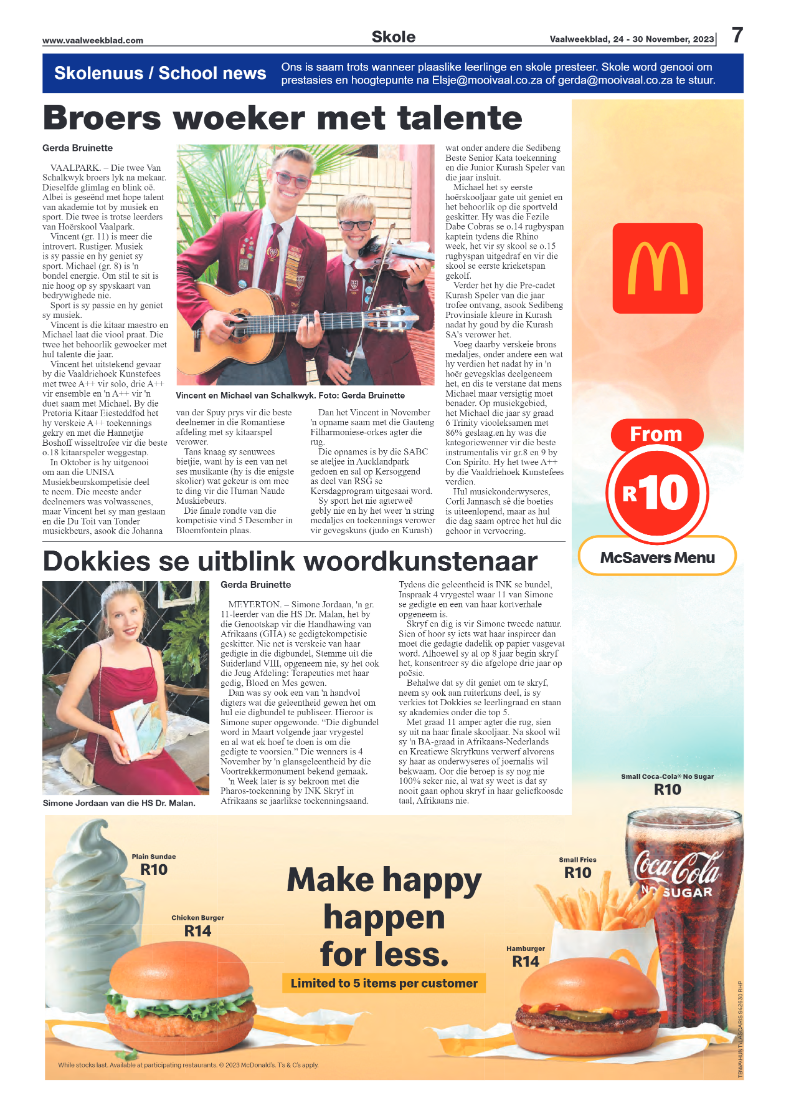 Vaalweekblad, 24 – 30 November, 2023 page 7