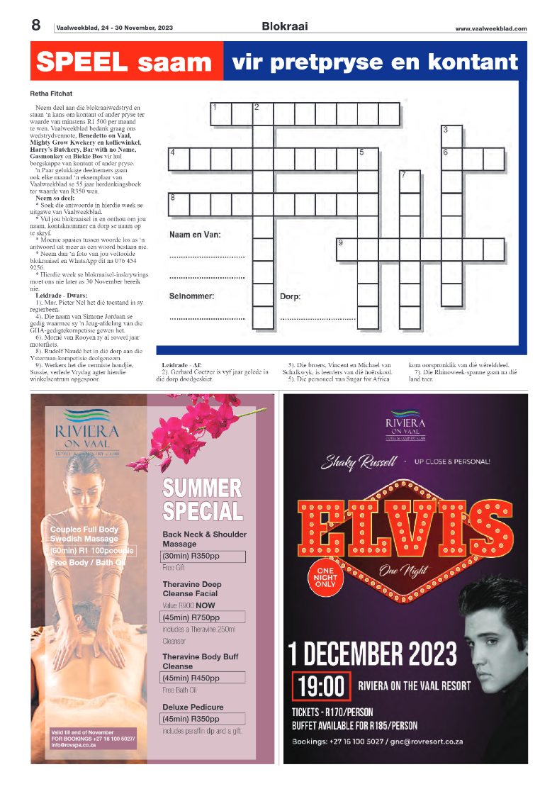Vaalweekblad, 24 – 30 November, 2023 page 8