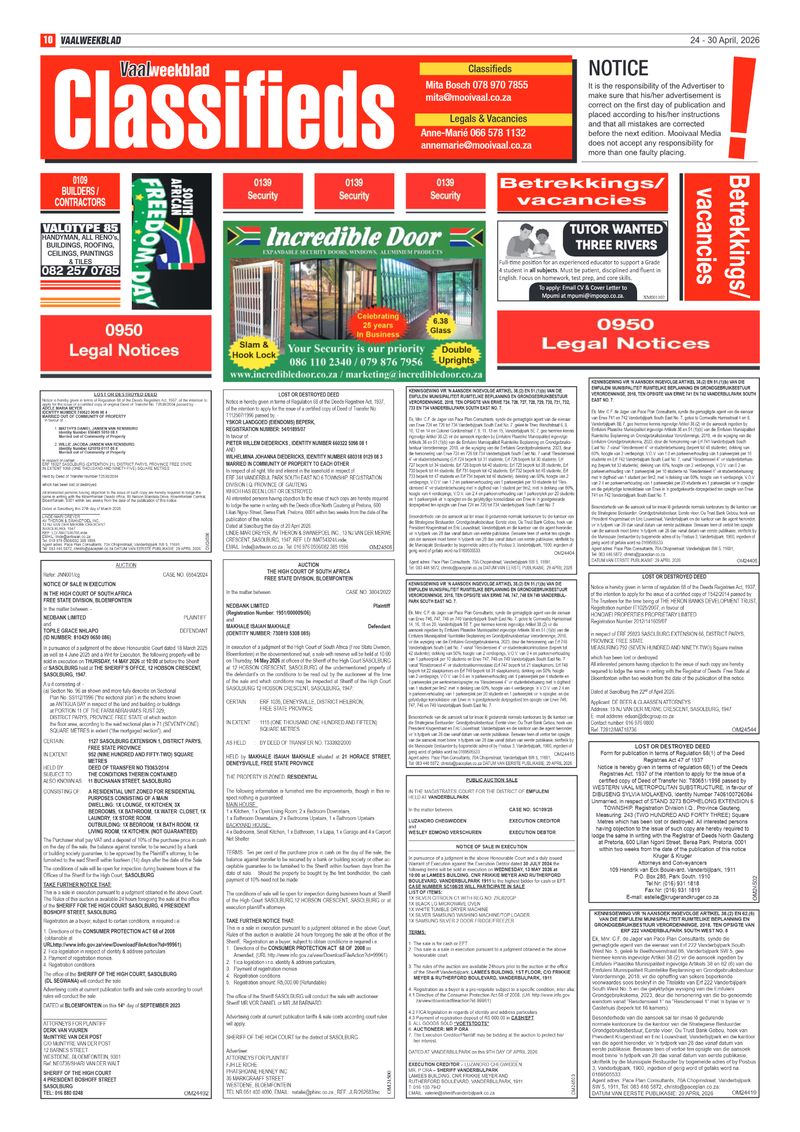 Vaalweekblad – 24 April 2026 page 10