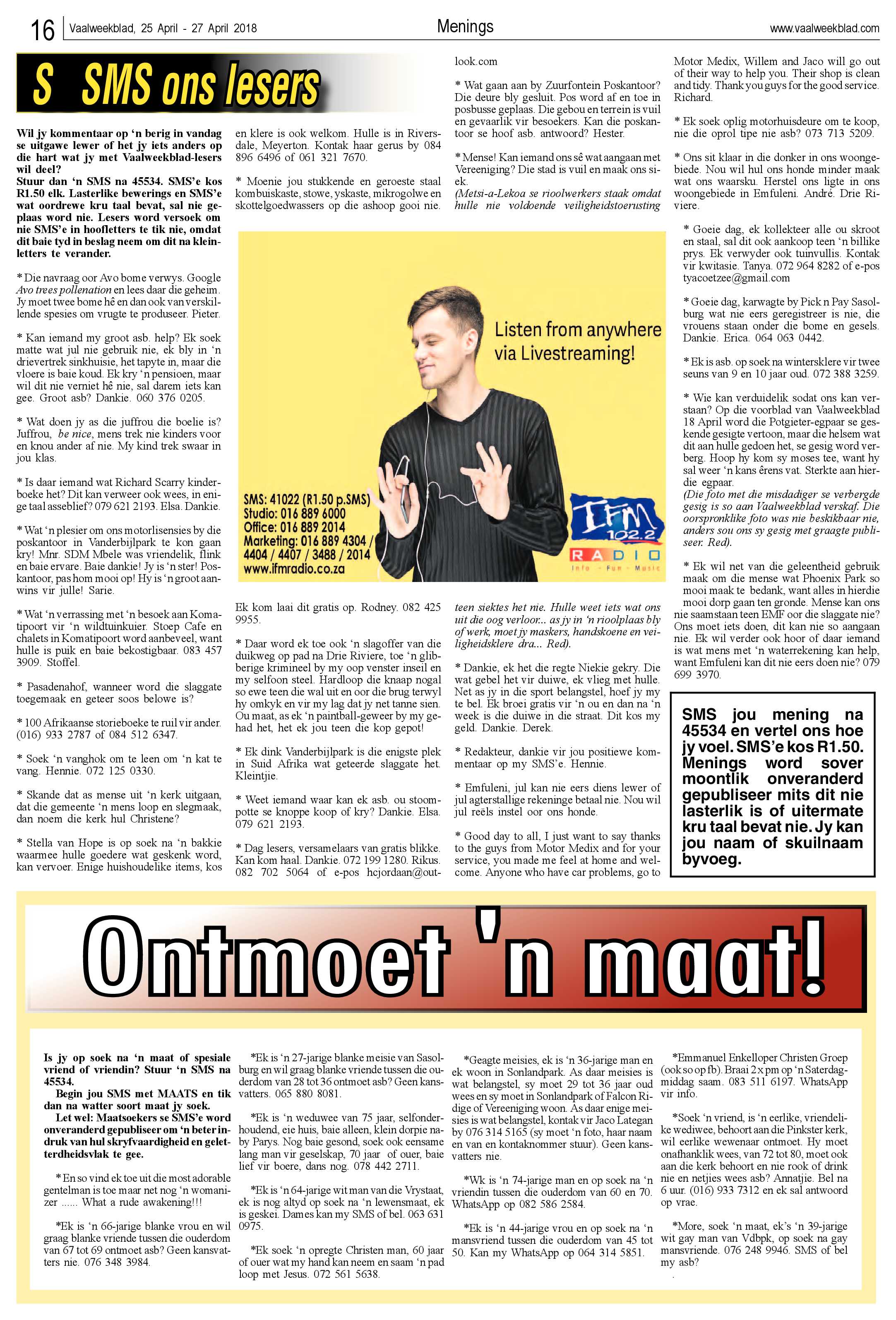 Vaalweekblad 25 – 27 April 2018 page 16