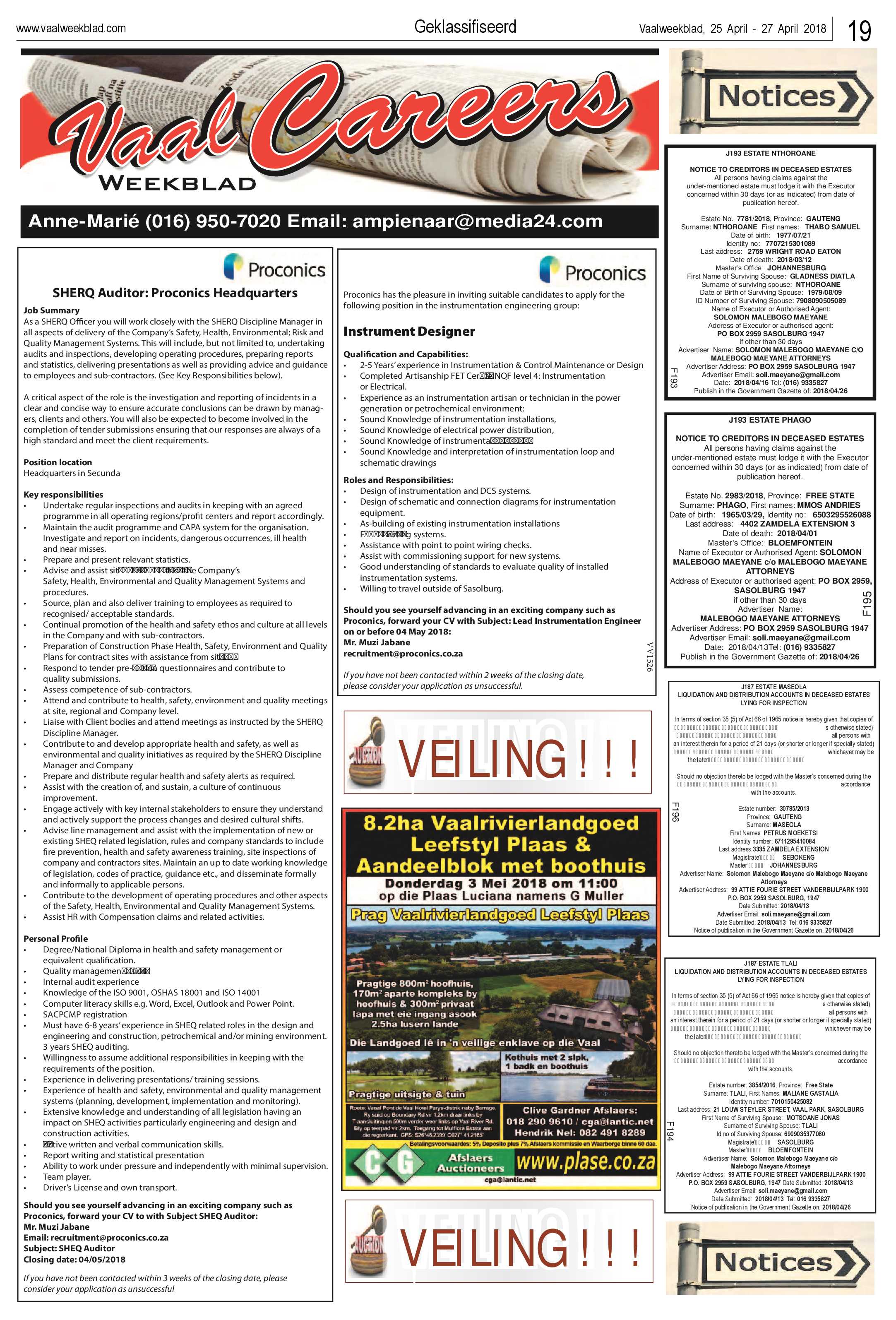 Vaalweekblad 25 – 27 April 2018 page 19