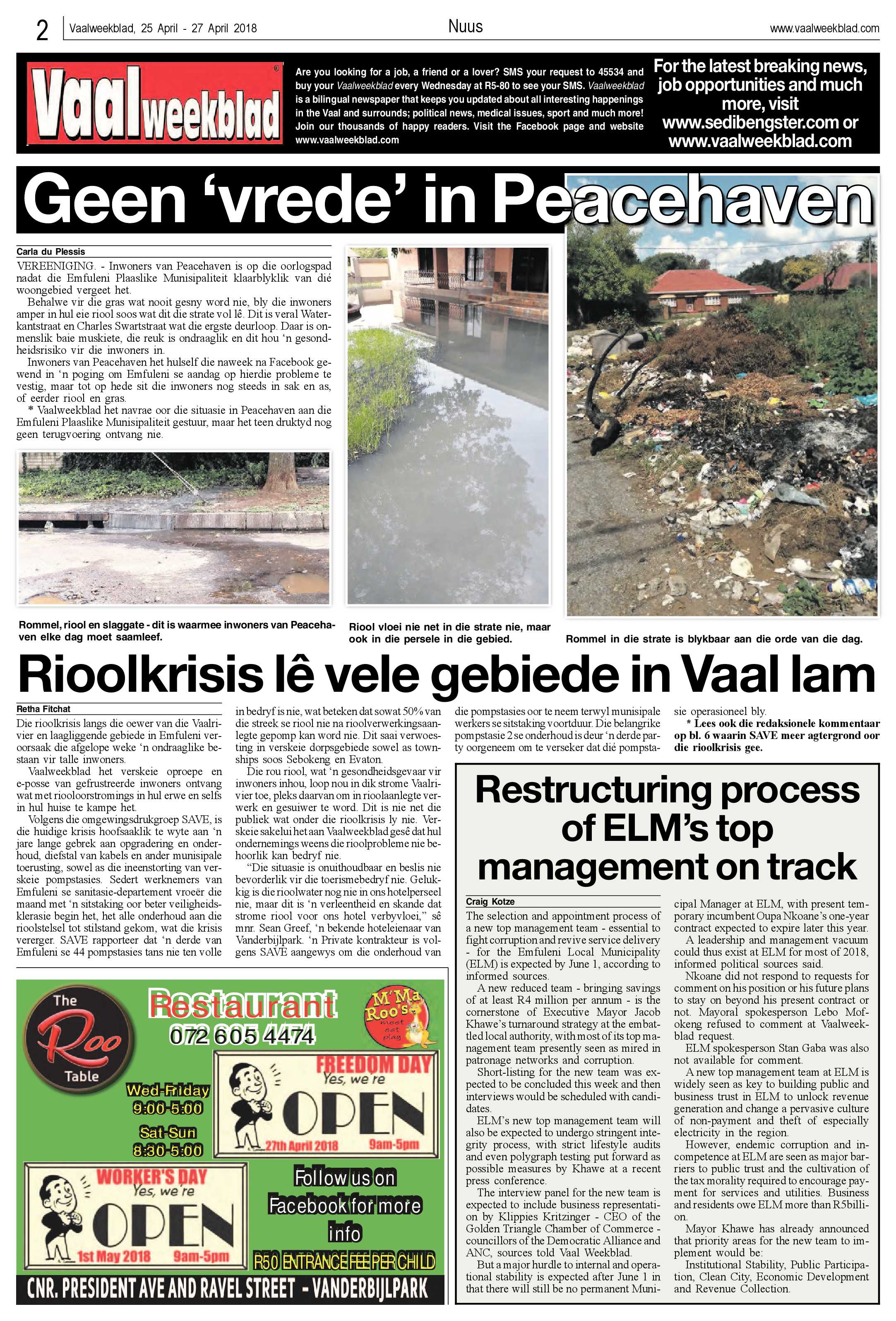 Vaalweekblad 25 – 27 April 2018 page 2