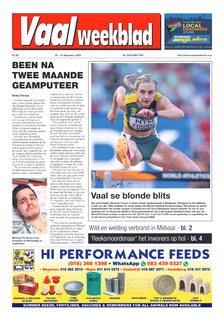 Vaalweekblad, 25 – 31 Augustus, 2023 page 1
