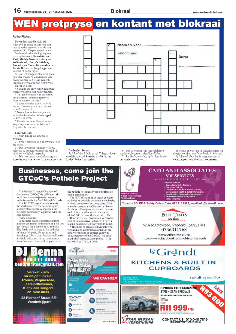 Vaalweekblad, 25 – 31 Augustus, 2023 page 16