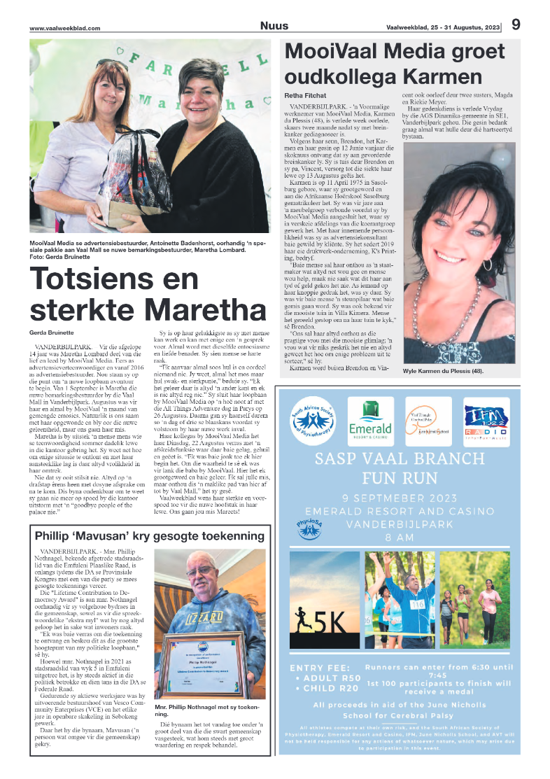 Vaalweekblad, 25 – 31 Augustus, 2023 page 9