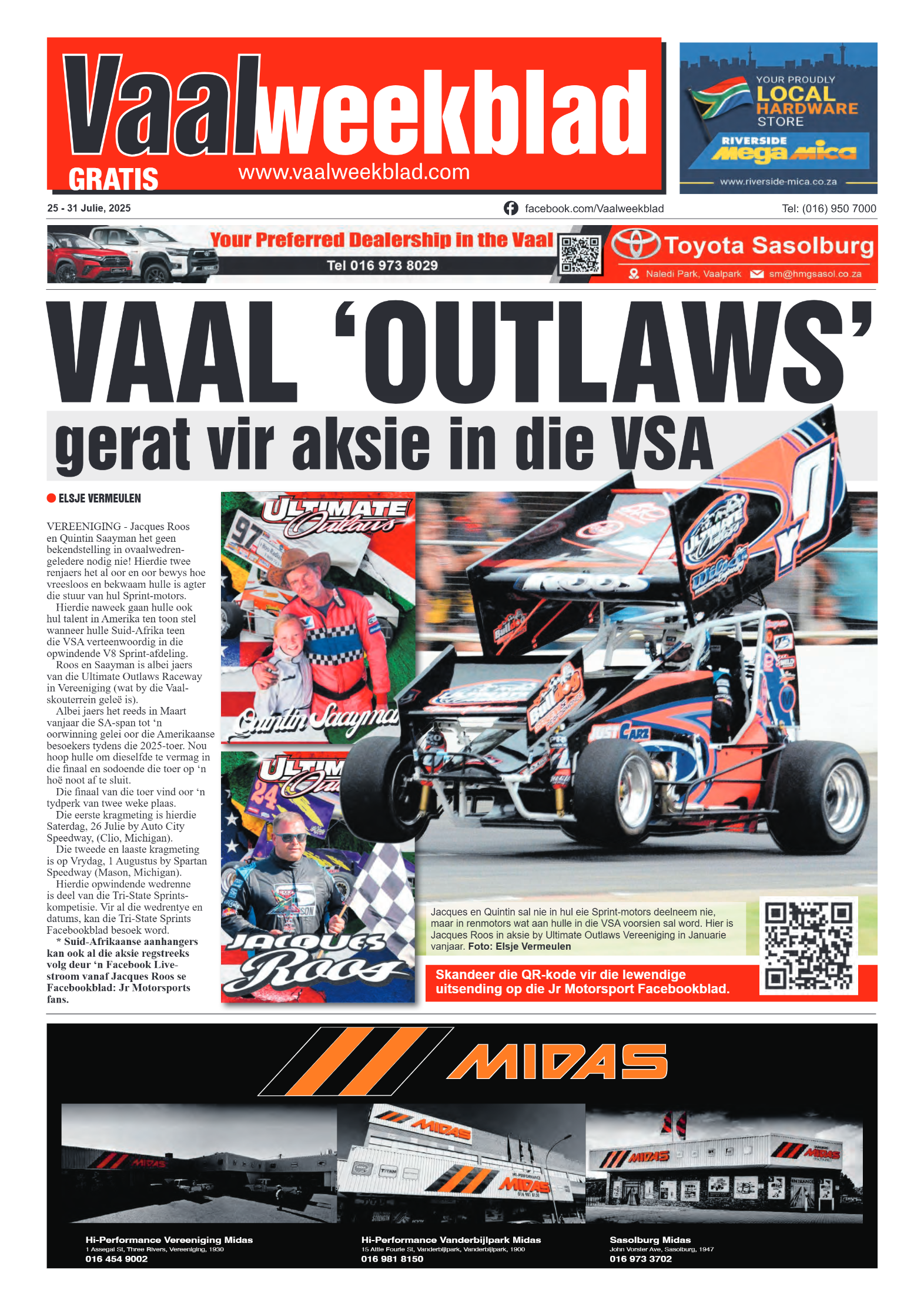 Vaalweekblad 25 – 31 Julie, 2025 page 1