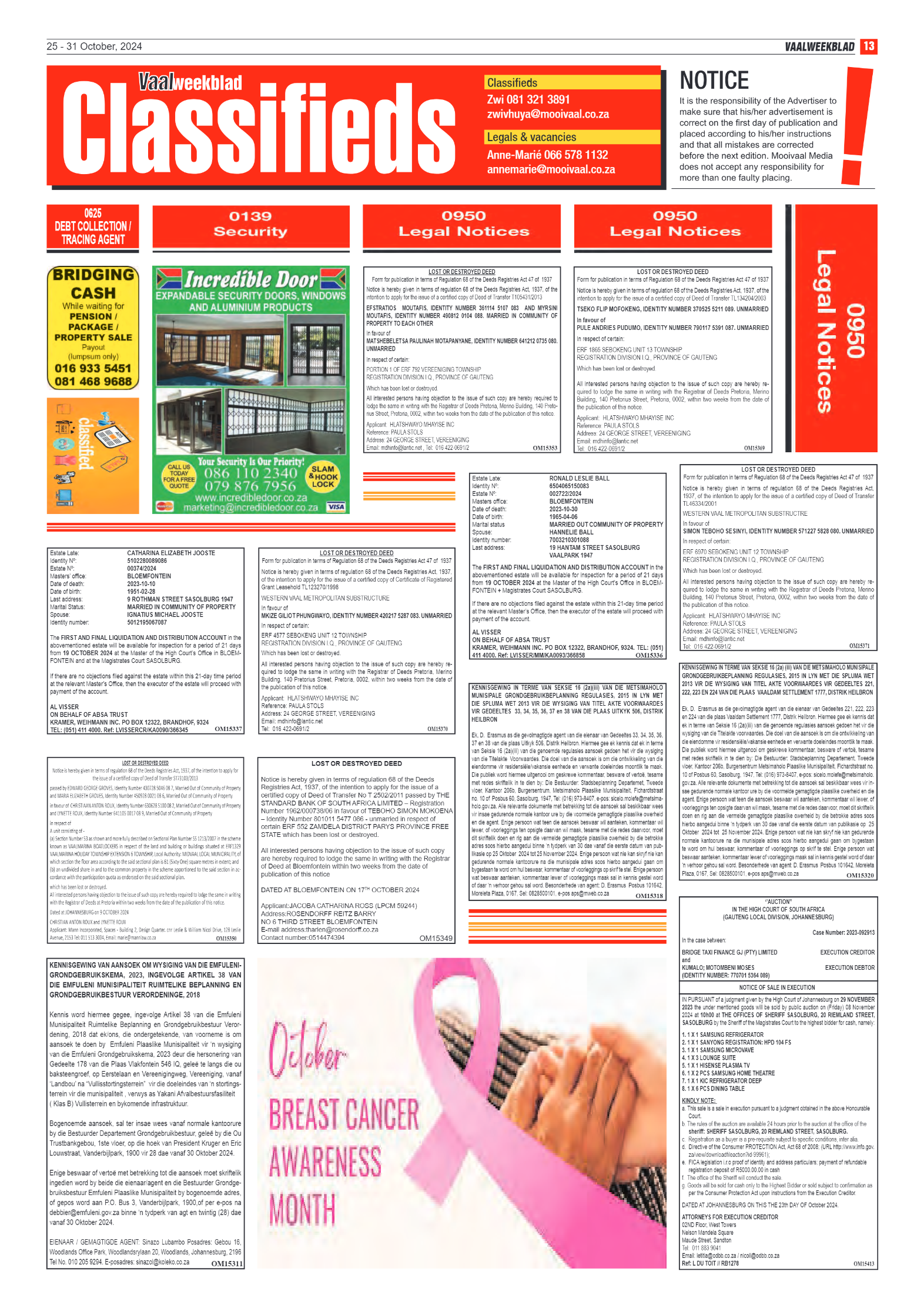 Vaalweekblad – 25 – 31 October, 2024 page 13