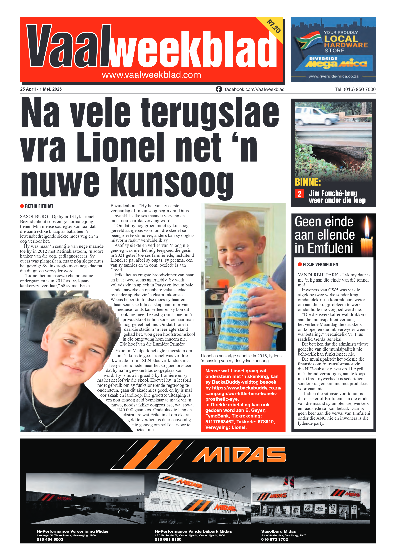 Vaalweekblad 25 April – 1 Mei, 2025 page 1
