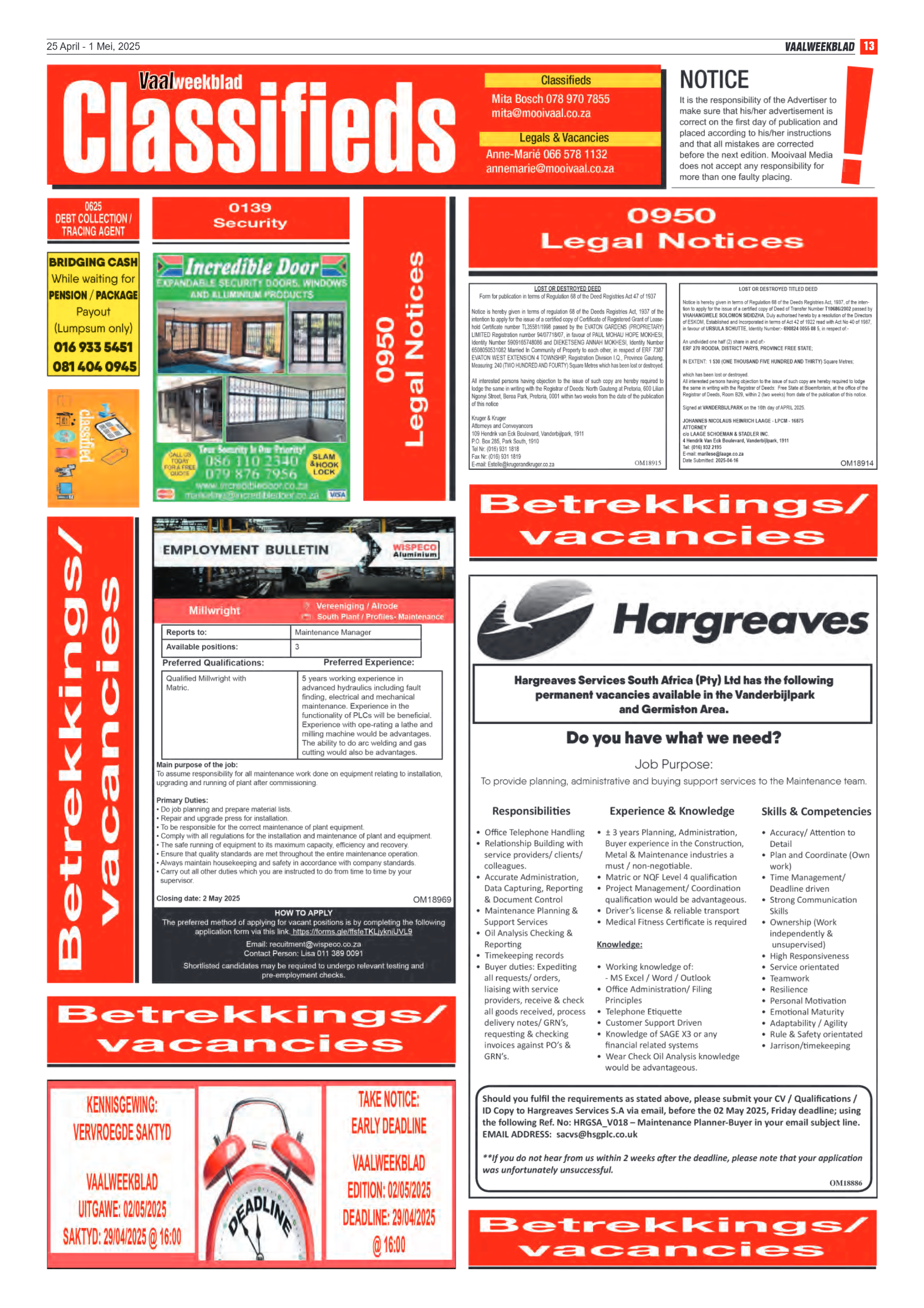 Vaalweekblad 25 April – 1 Mei, 2025 page 13