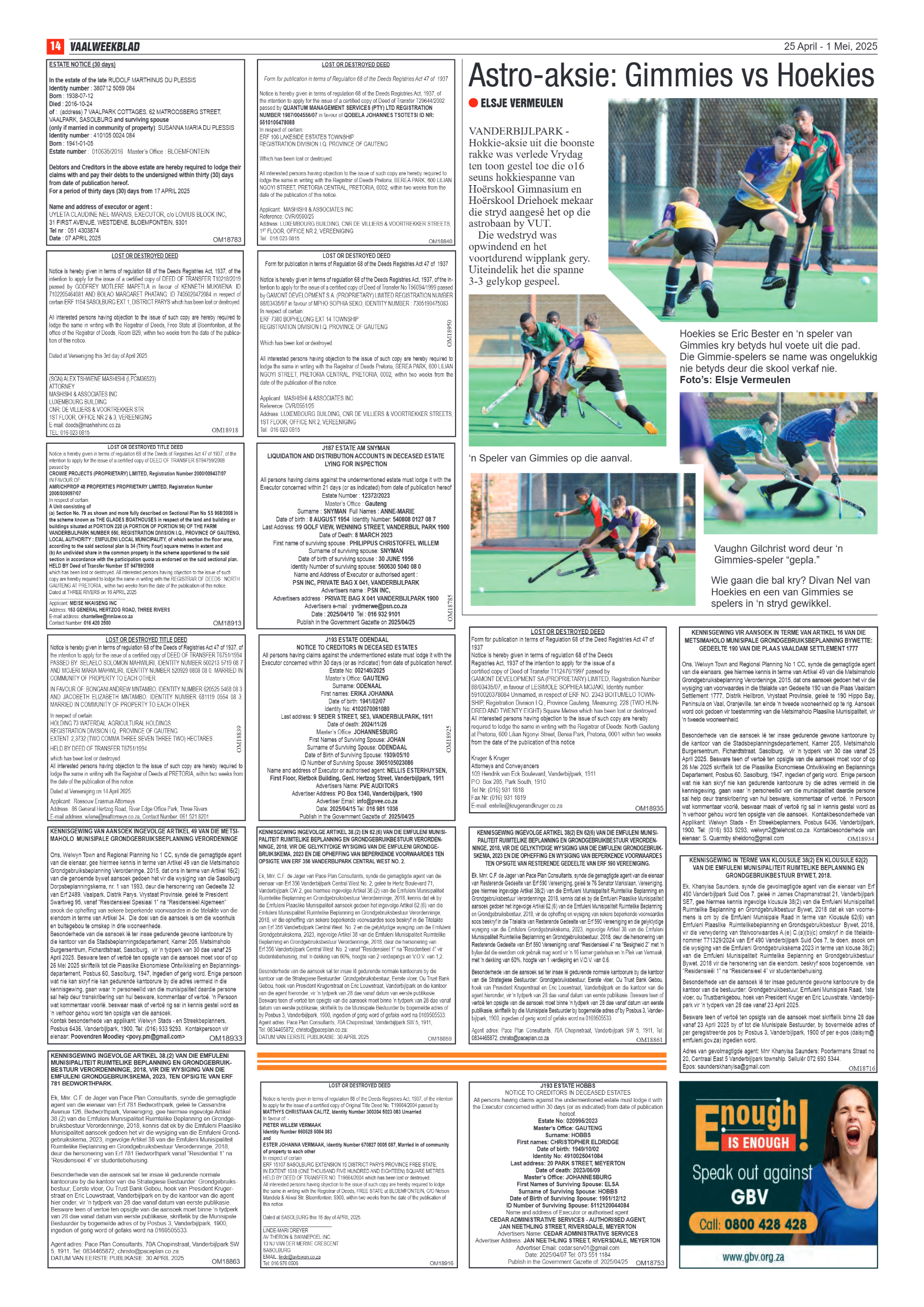 Vaalweekblad 25 April – 1 Mei, 2025 page 14