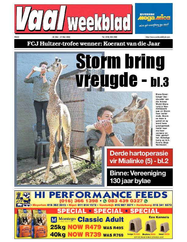 Vaalweekblad, 25 Mei – 27 Mei 2022 page 1