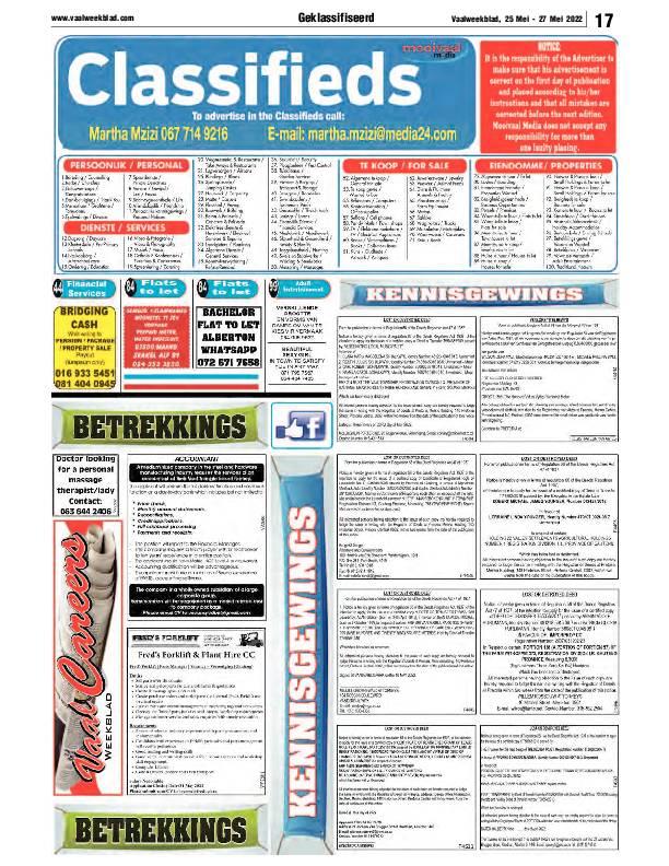 Vaalweekblad, 25 Mei – 27 Mei 2022 page 16