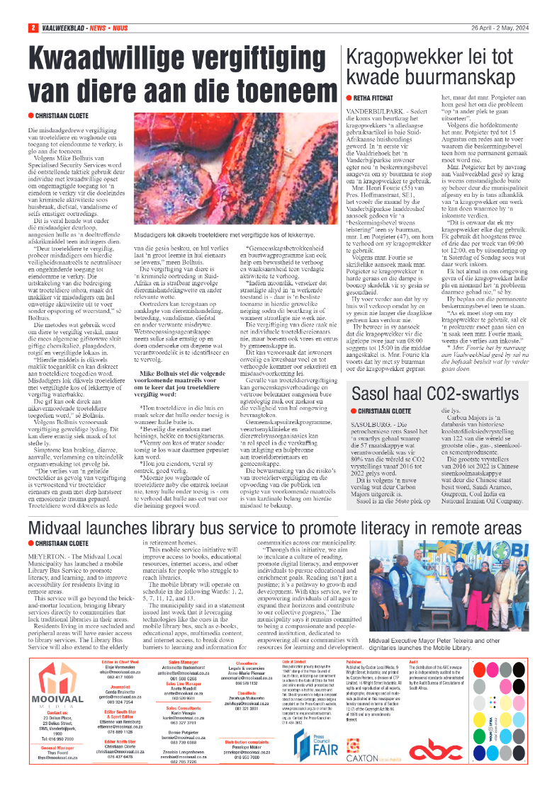 Vaalweekblad – 26 April – 2 May, 2024 page 2