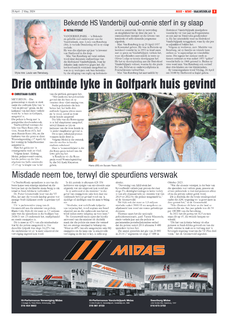 Vaalweekblad – 26 April – 2 May, 2024 page 3