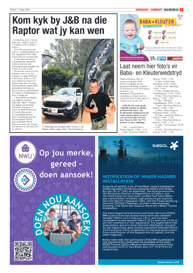 Vaalweekblad – 26 April – 2 May, 2024 page 5