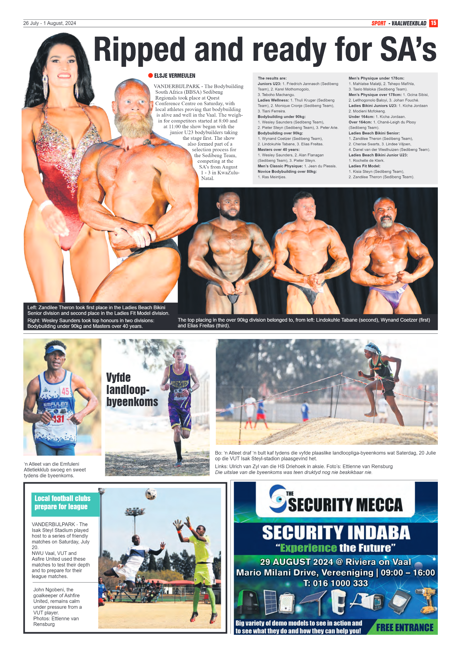 Vaalweekblad 26 July – 1 August, 2024 page 15