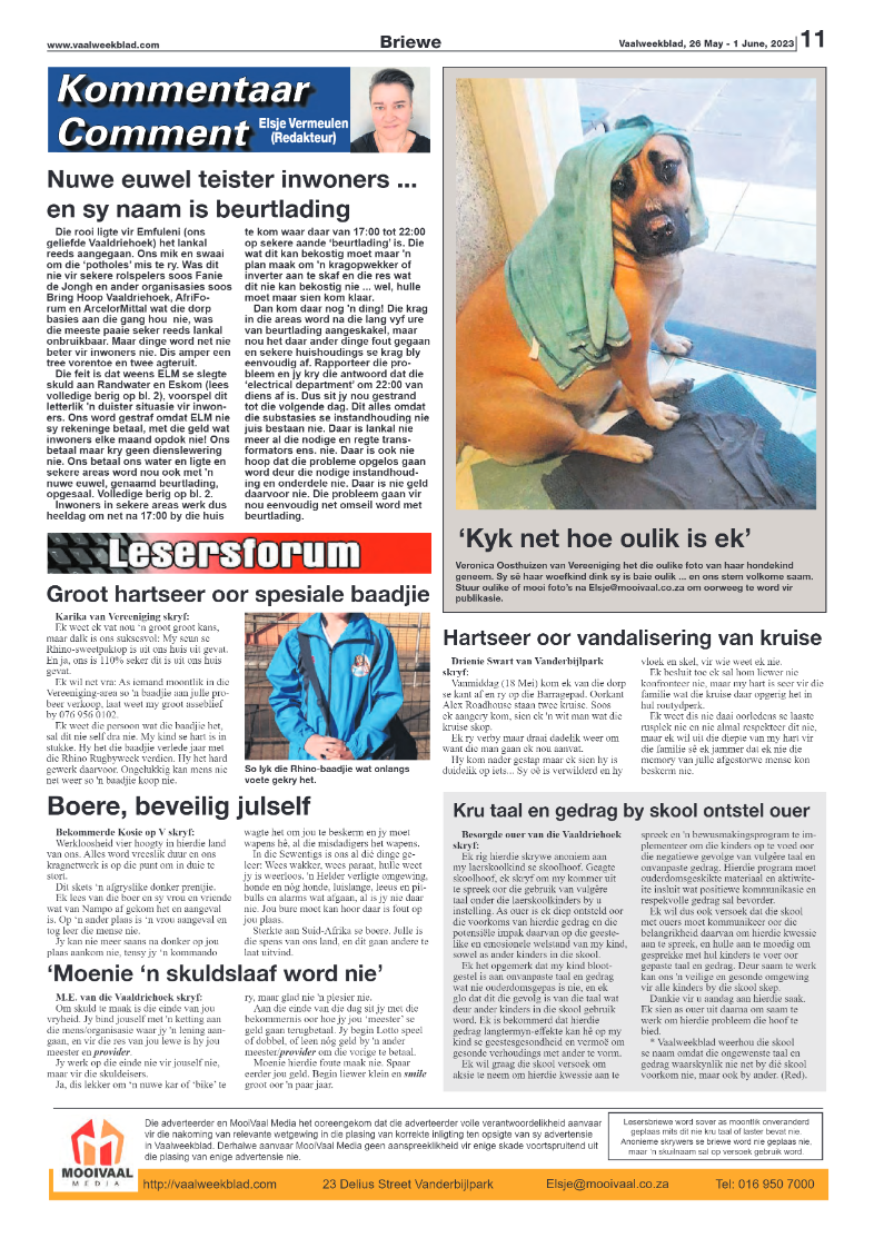 Vaalweekblad, 26 May – 1 June, 2023 page 11