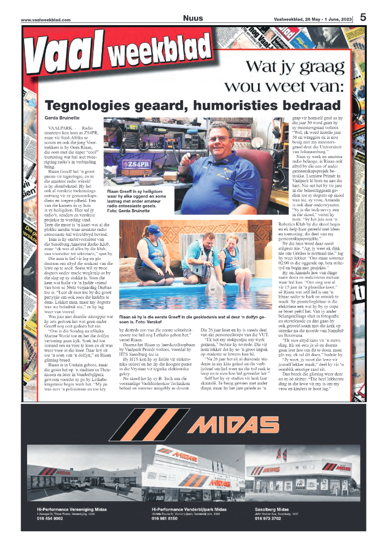 Vaalweekblad, 26 May – 1 June, 2023 page 5
