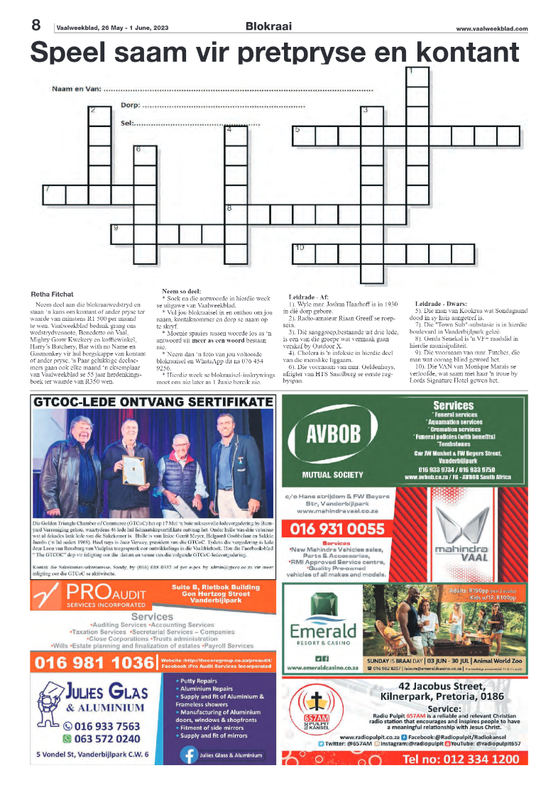 Vaalweekblad, 26 May – 1 June, 2023 page 8
