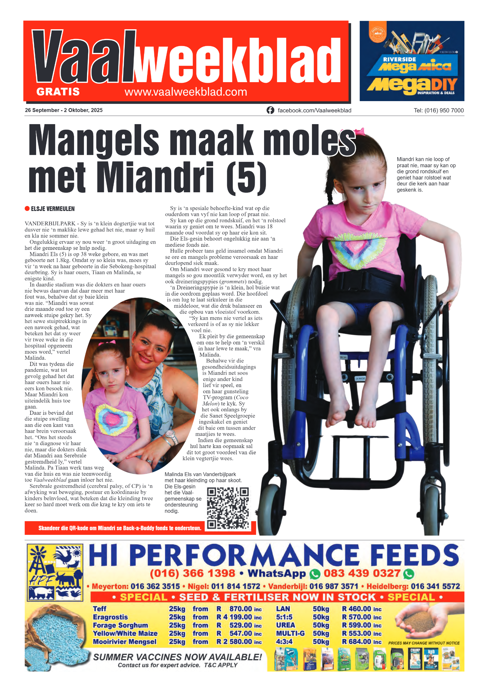 Vaalweekblad 26 September – 2 Oktober, 2025 page 1