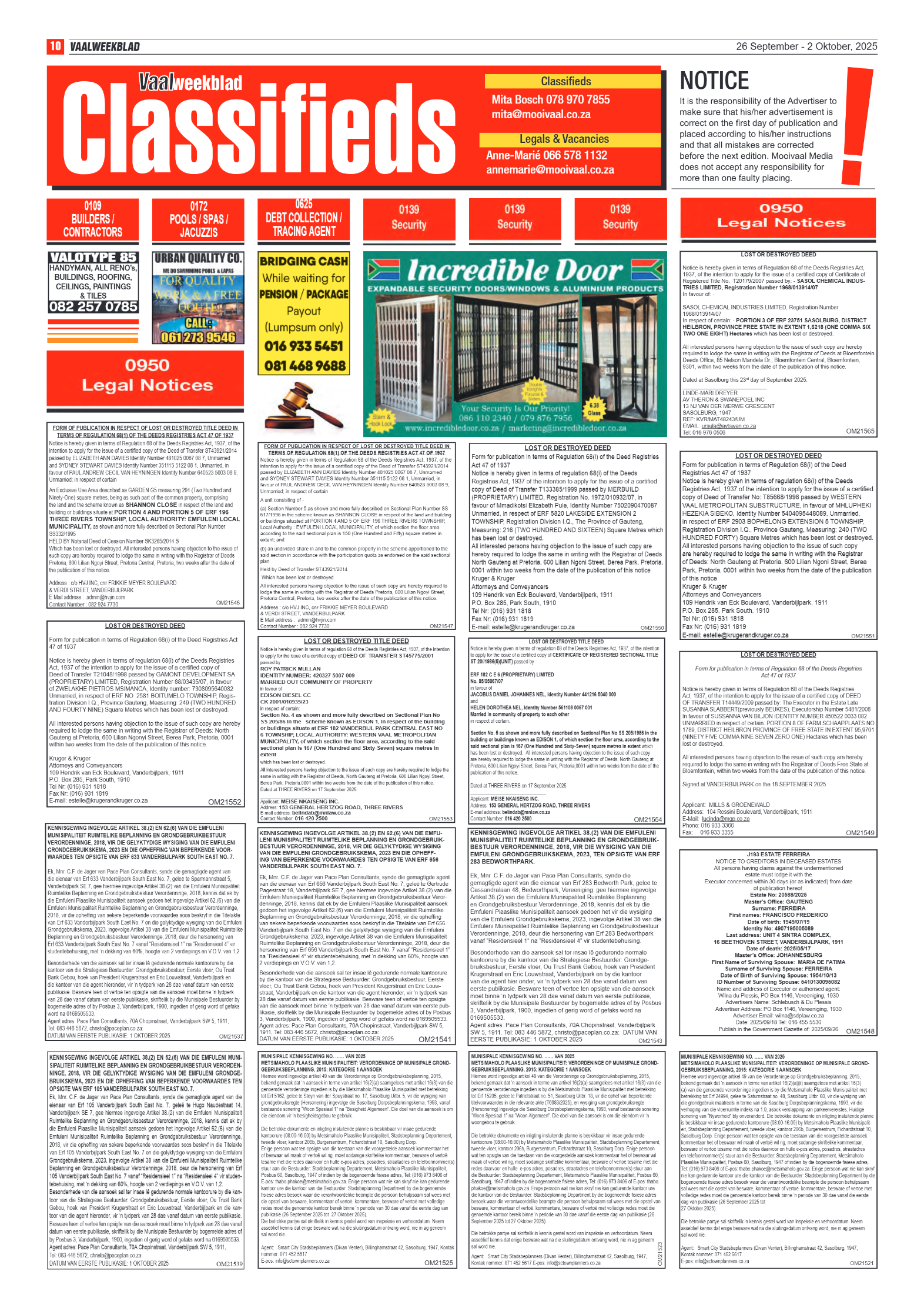 Vaalweekblad 26 September – 2 Oktober, 2025 page 10