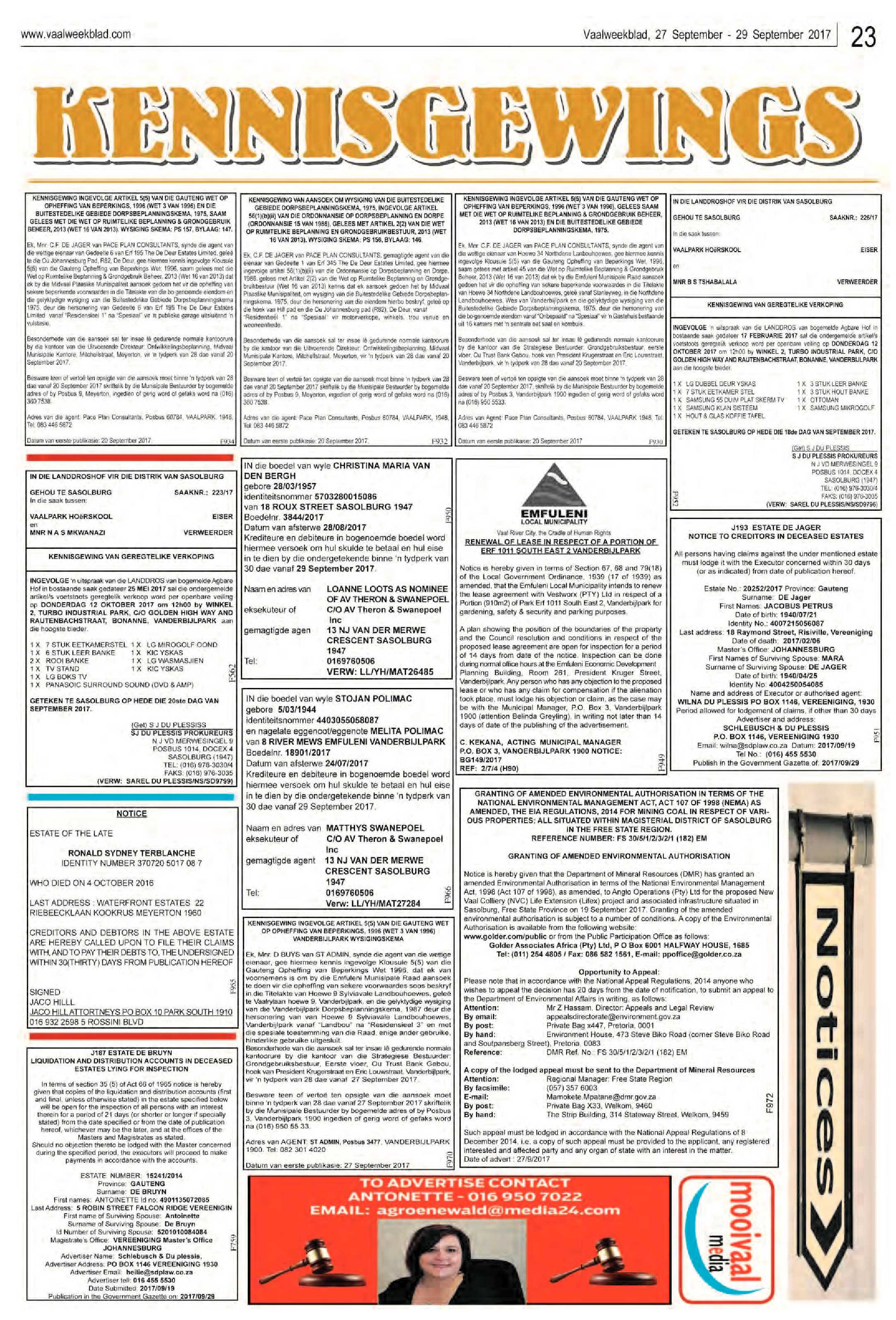 Vaalweekblad 27 – 29 September 2017 page 23