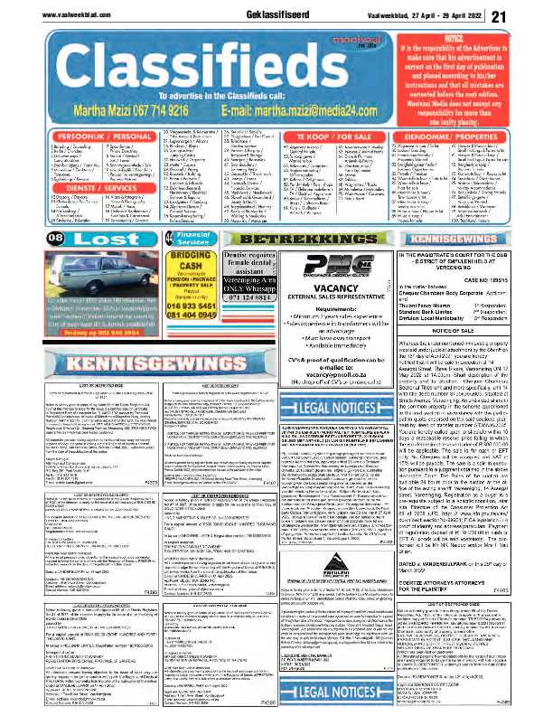Vaalweekblad, 27 April – 29 April 2022 page 23