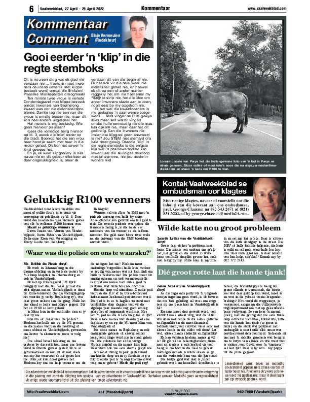 Vaalweekblad, 27 April – 29 April 2022 page 8