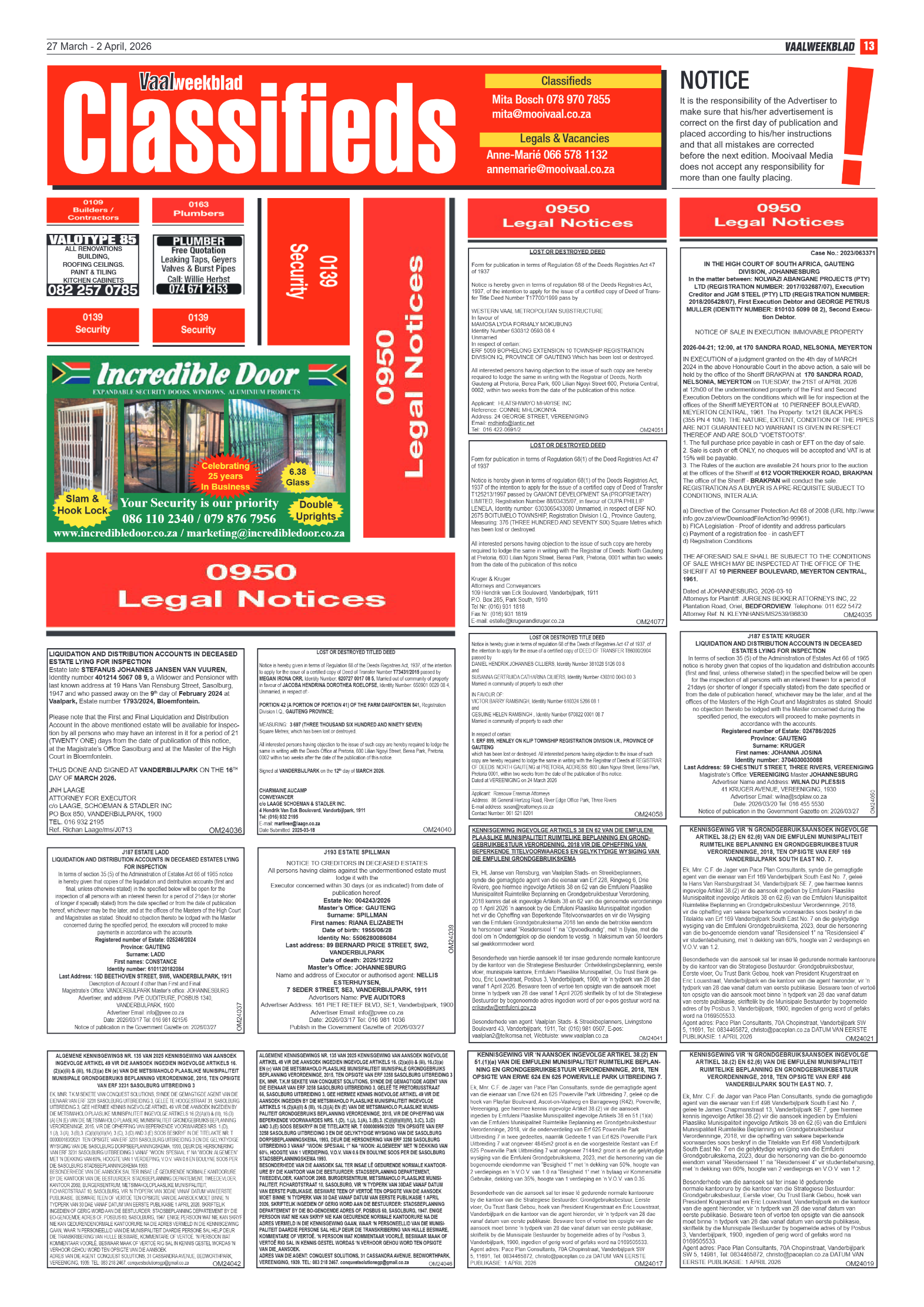 Vaalweekblad – 27 Maart 2026 page 13