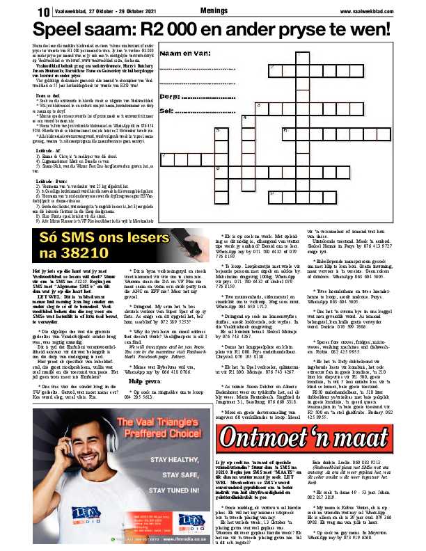Vaalweekblad, 27 Oktober – 29 Oktober 2021 page 10