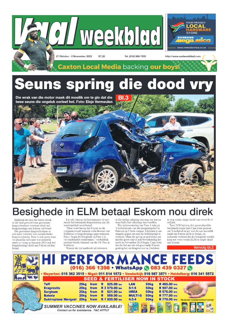 Vaalweekblad, 27 Oktober – 2 November, 2023 page 1
