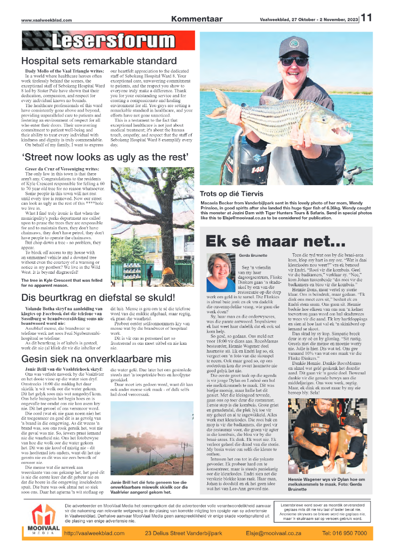 Vaalweekblad, 27 Oktober – 2 November, 2023 page 11