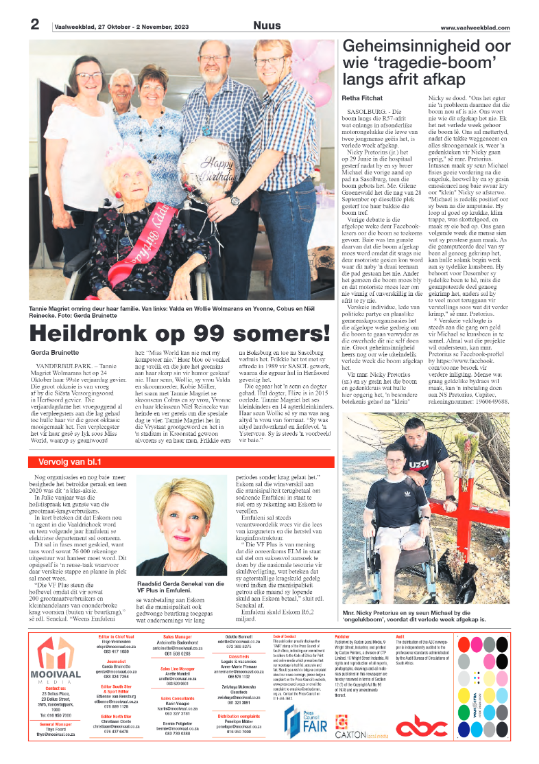 Vaalweekblad, 27 Oktober – 2 November, 2023 page 2