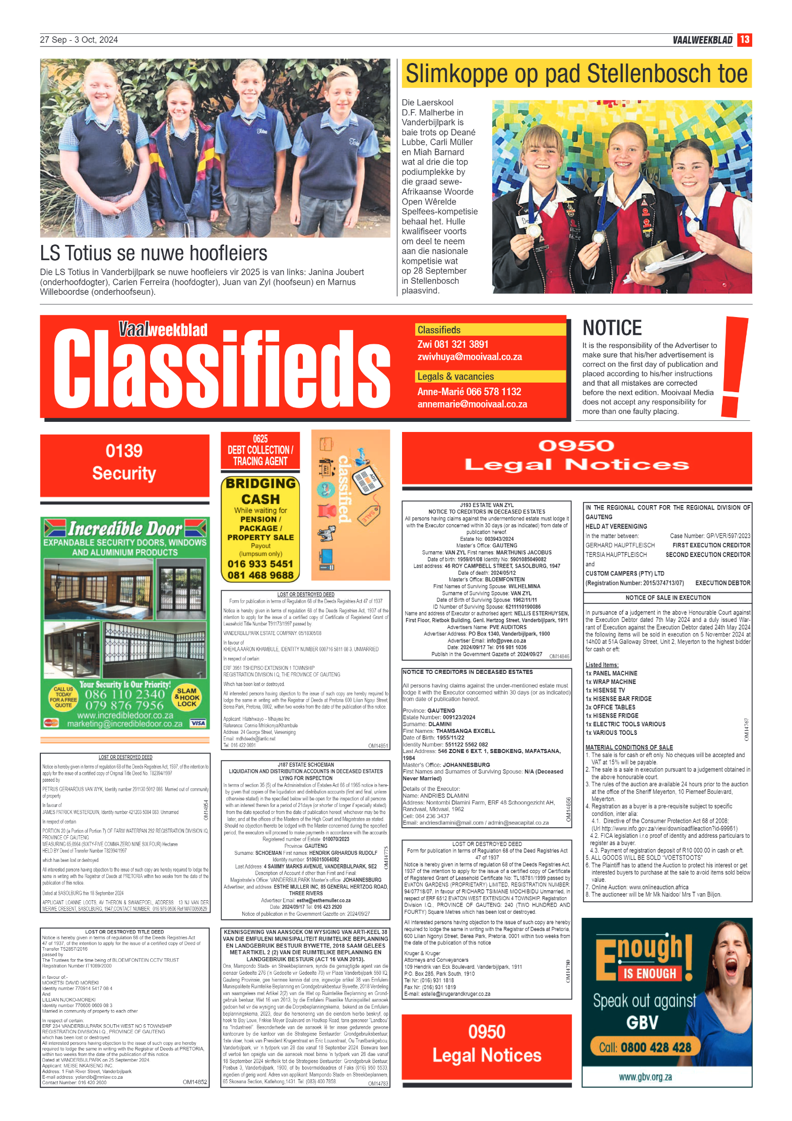 Vaalweekblad – 27 Sep – 3 Oct, 2024 page 13