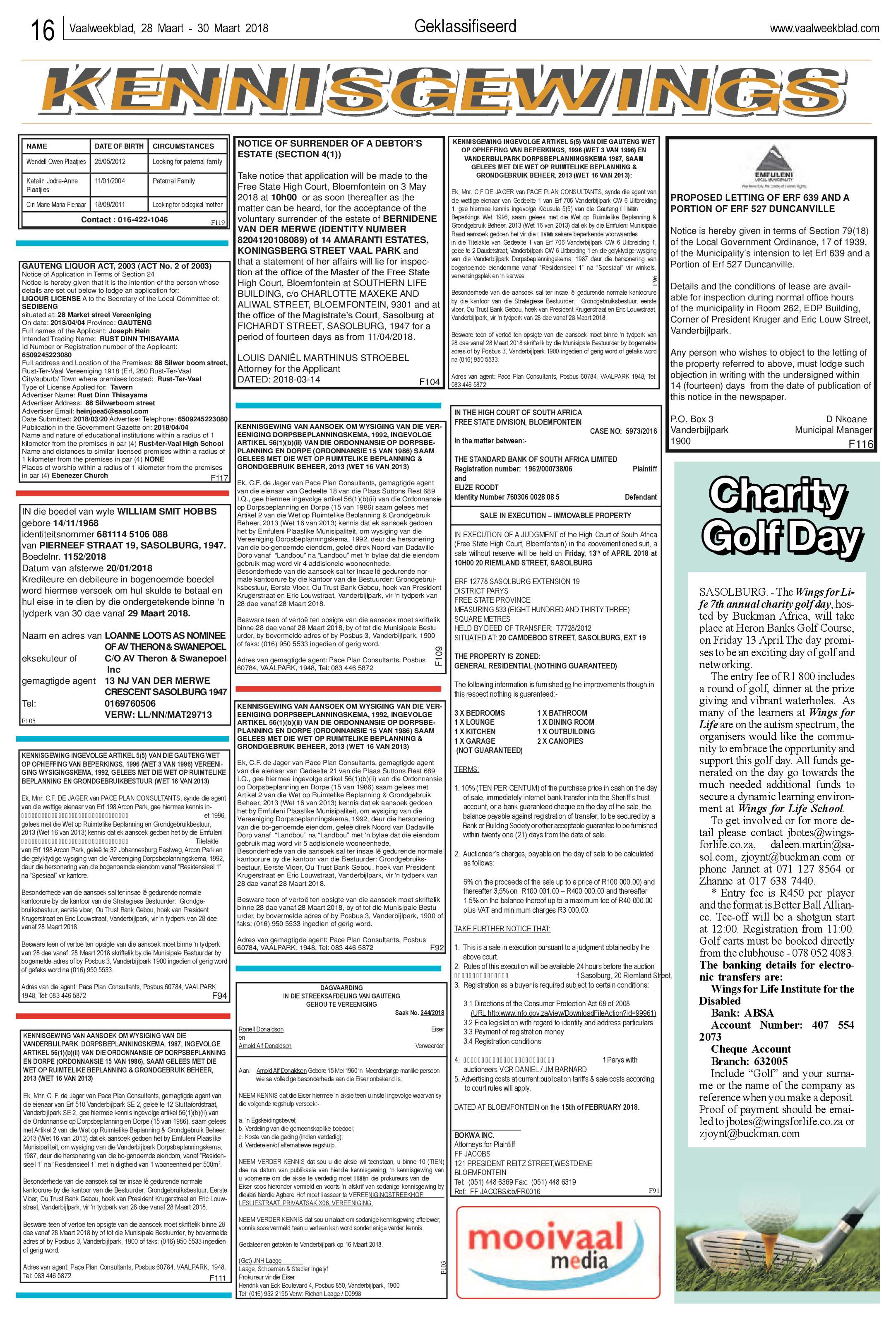 Vaalweekblad 28 – 30 Maart 2018 page 16
