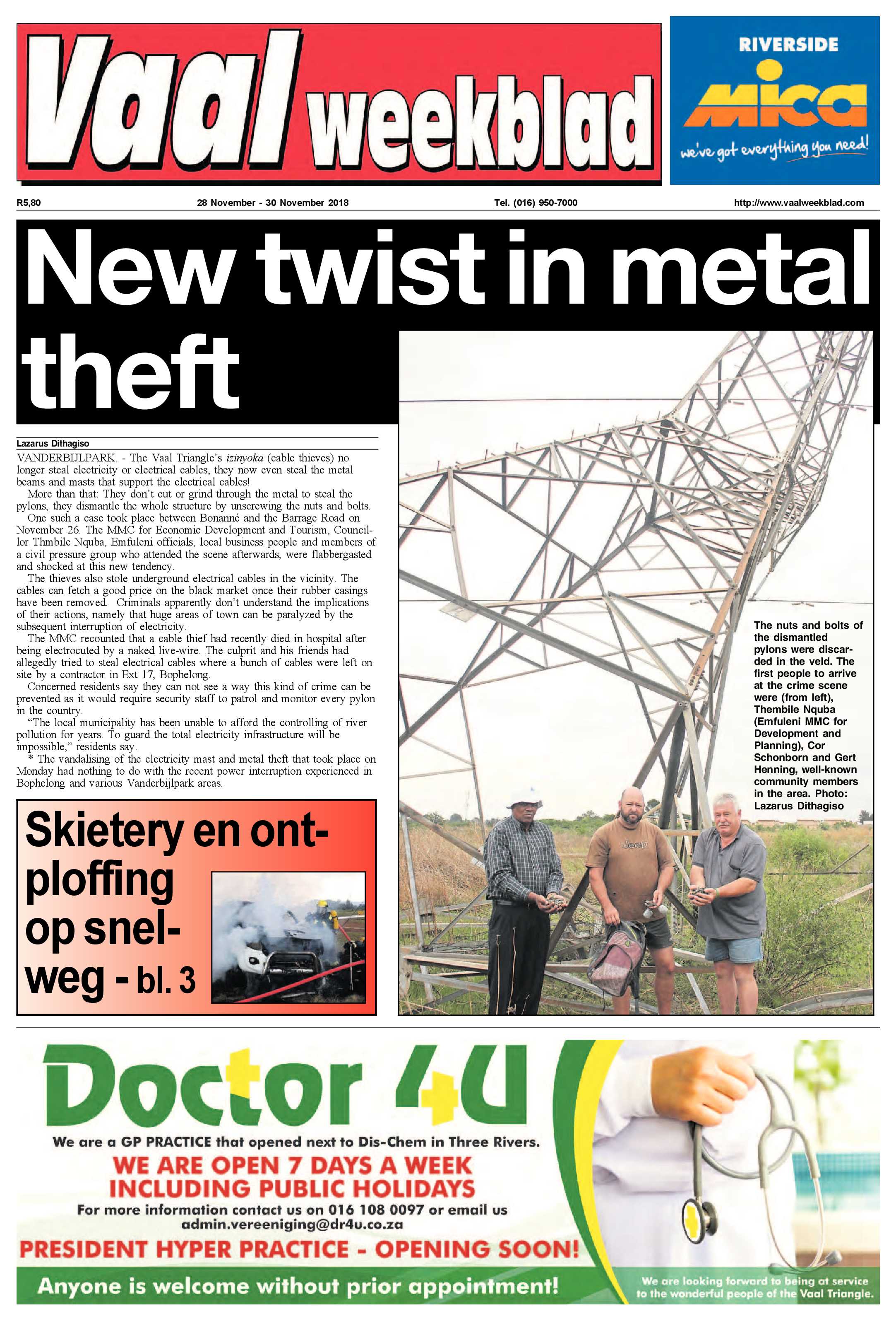Vaalweekblad 28 – 30 November 2018 page 1