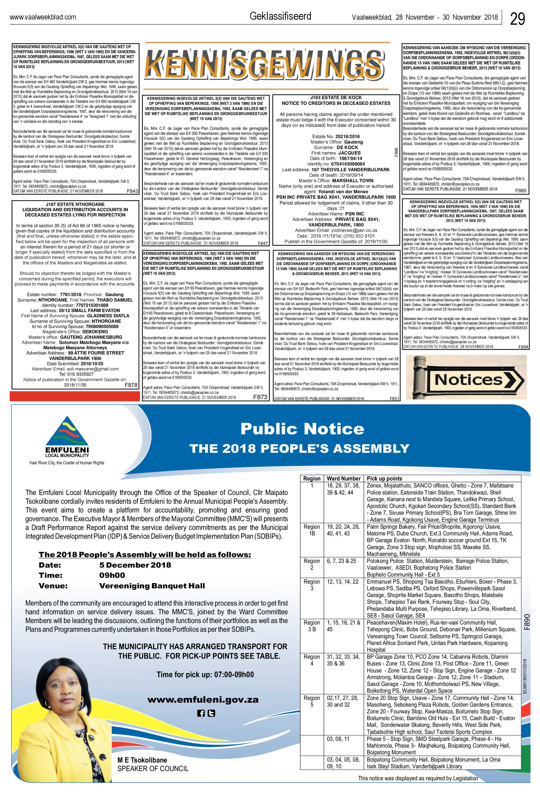 Vaalweekblad 28 – 30 November 2018 page 29