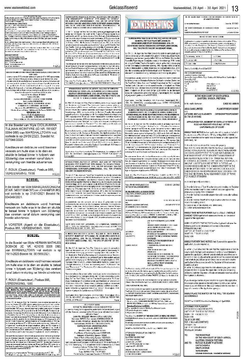 Vaalweekblad, 28 April – 30 April 2021 page 13