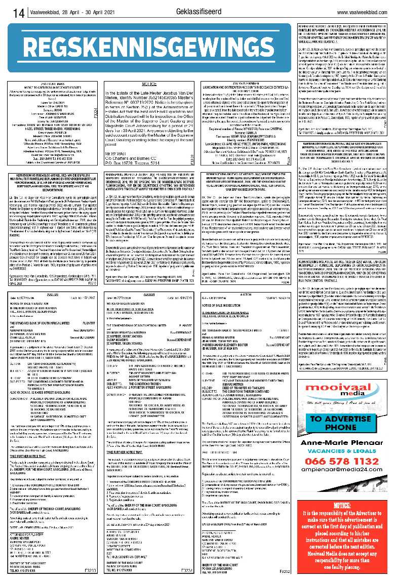 Vaalweekblad, 28 April – 30 April 2021 page 14
