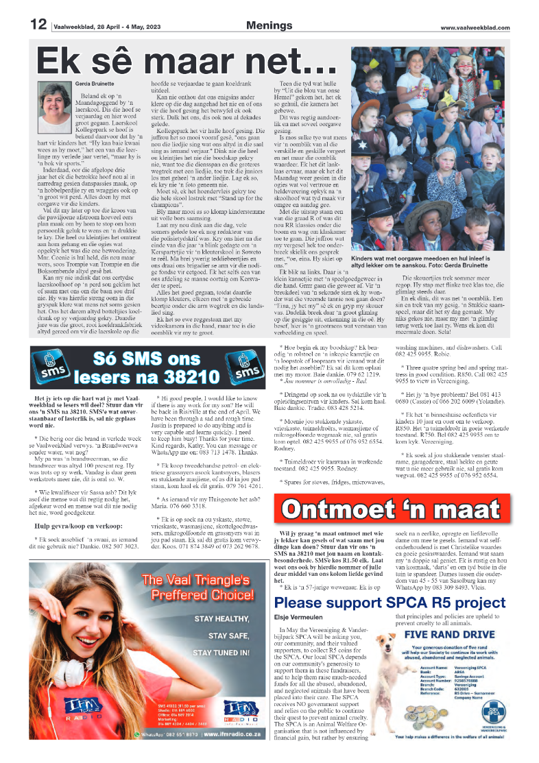Vaalweekblad, 28 April – 4 May, 2023 page 12