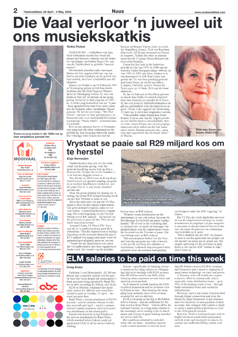 Vaalweekblad, 28 April – 4 May, 2023 page 2