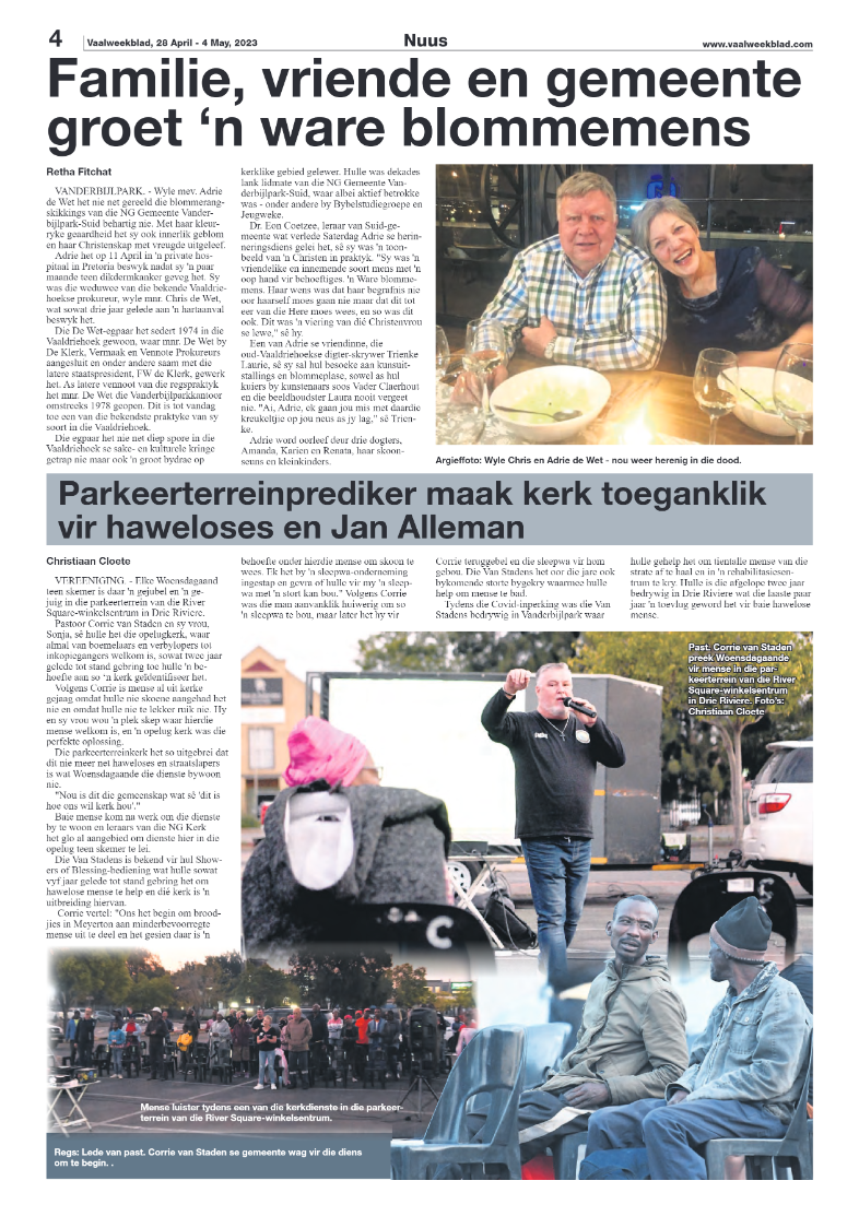 Vaalweekblad, 28 April – 4 May, 2023 page 4