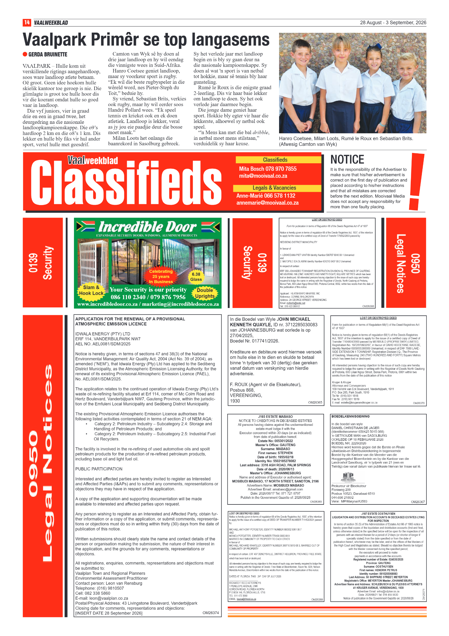 Vaalweekblad – 28 Augustus 2026 page 14