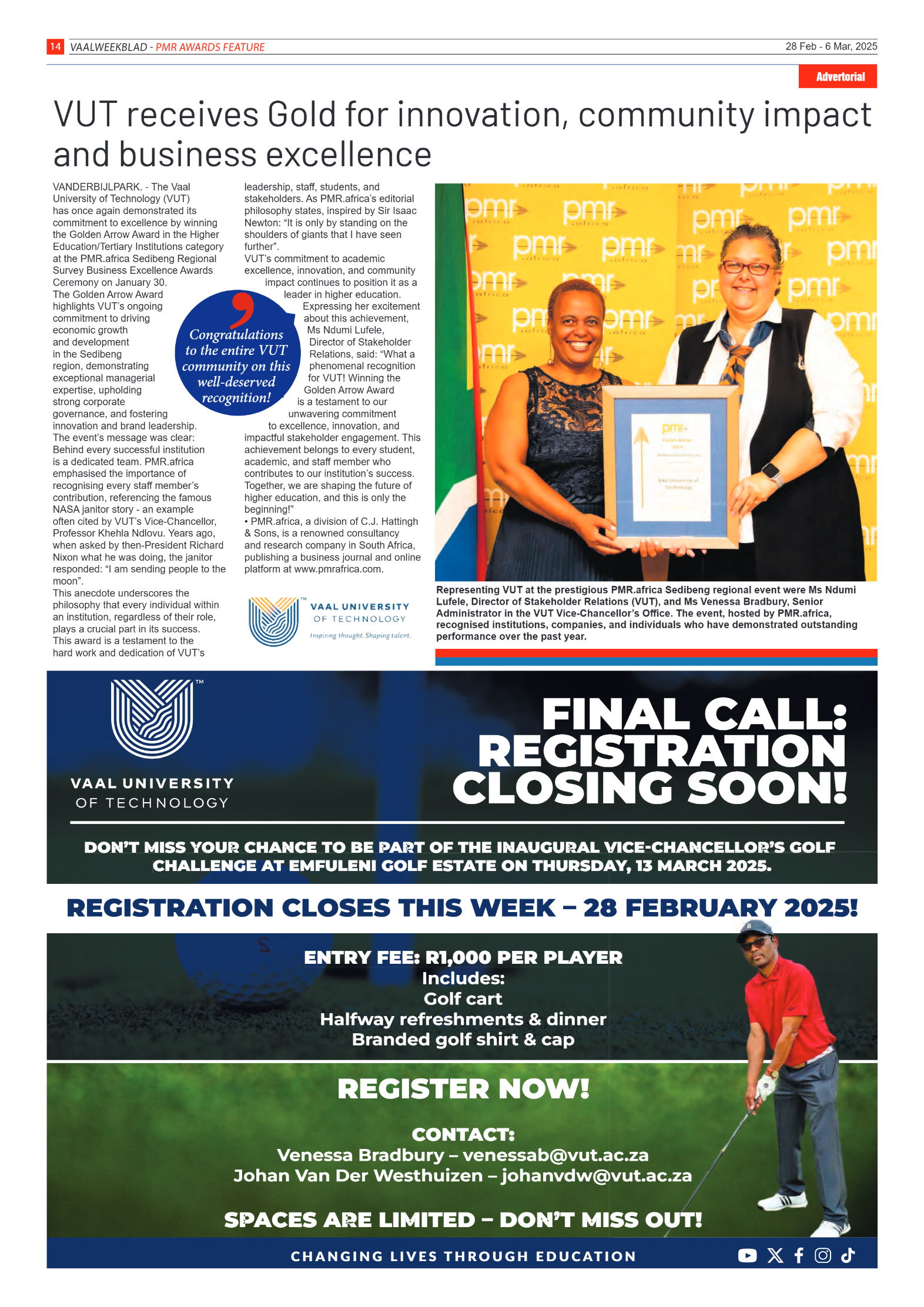 Vaalweekblad – 28 Feb – 6 Mar, 2025 page 14