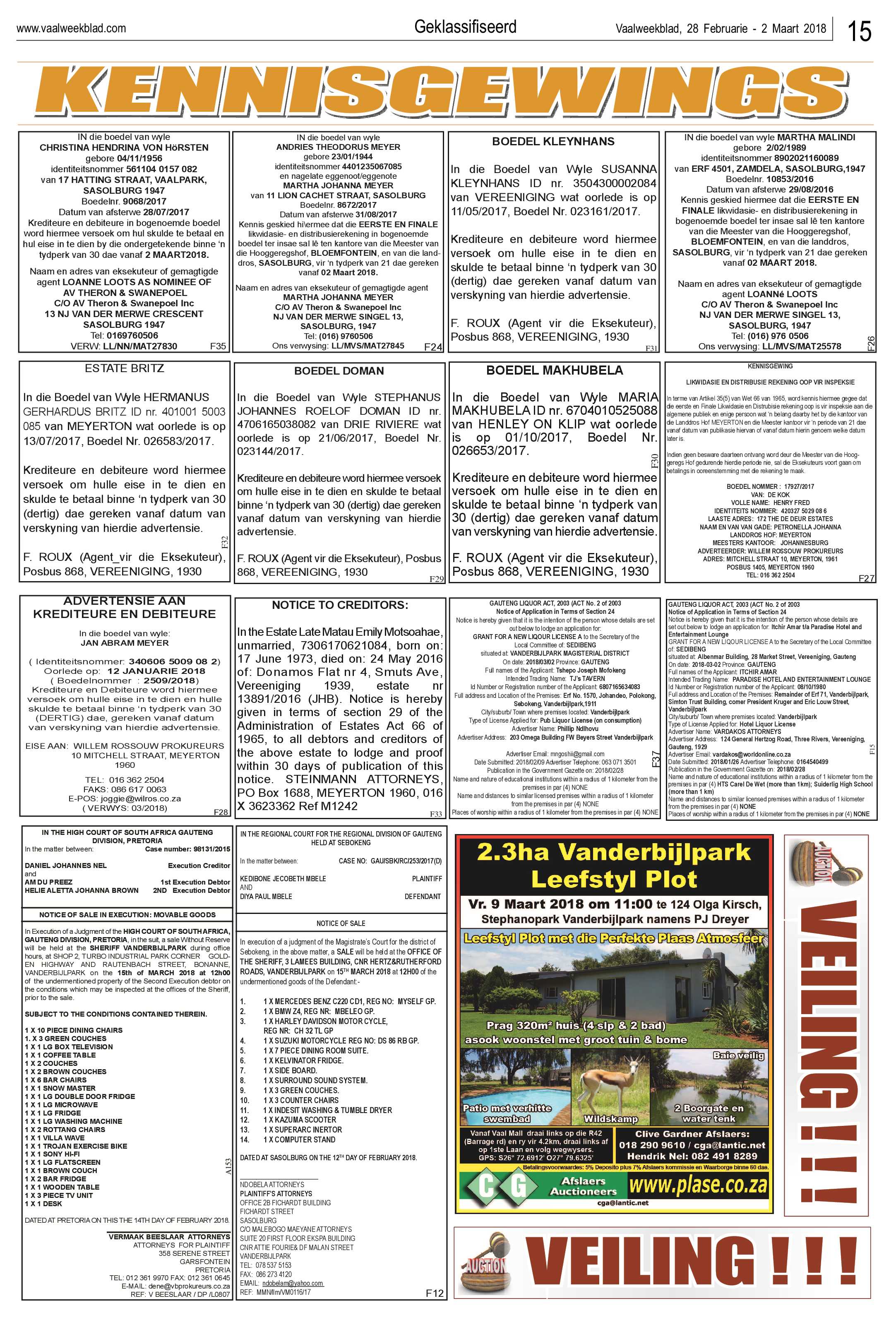 Vaalweekblad 28 Februarie – 2 Maart 2018 page 15