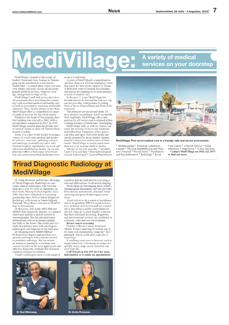 Vaalweekblad, 28 Julie – 3 Augustus, 2023 page 7
