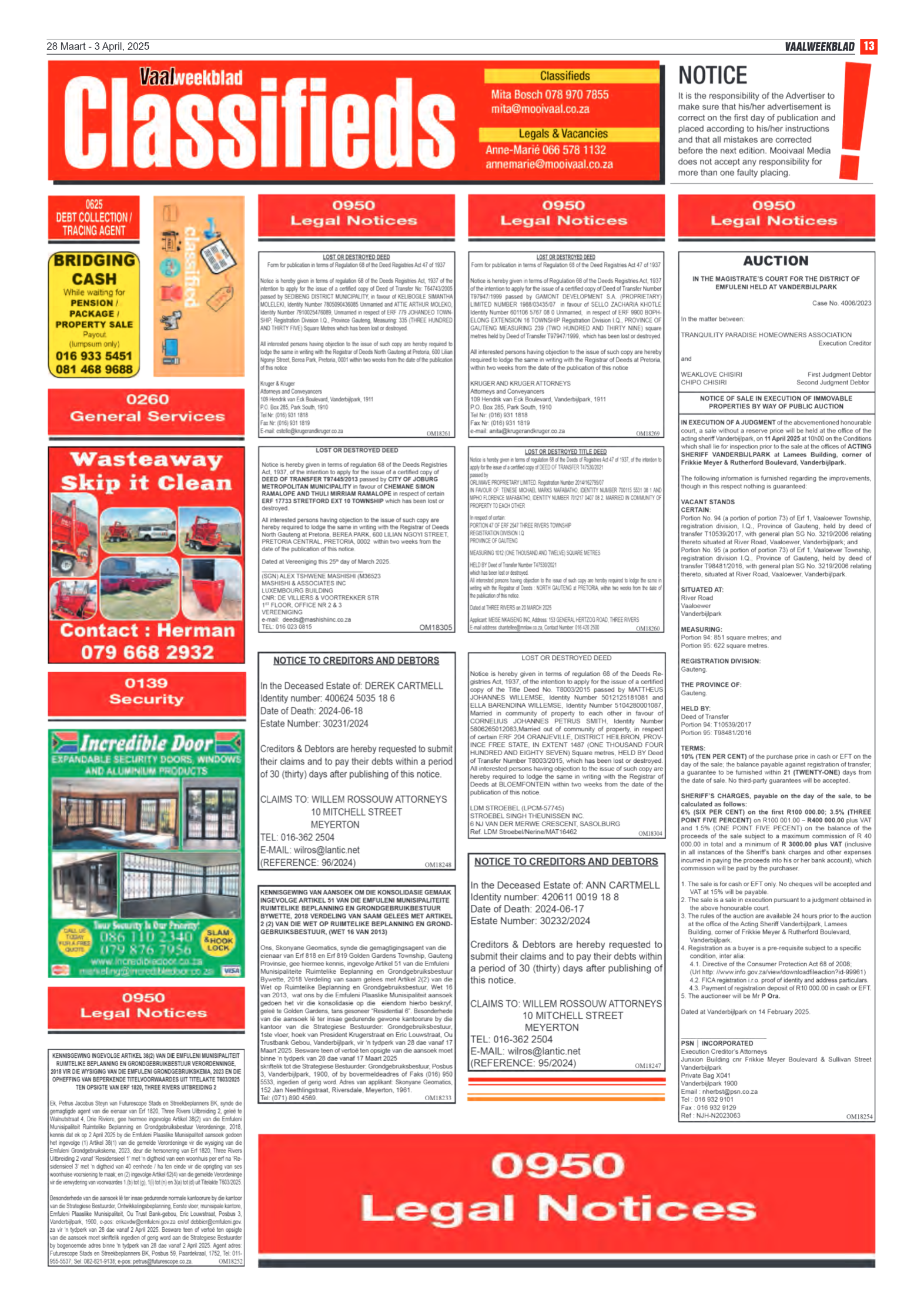 Vaalweekblad – 28 Maart – 3 April, 2025 page 13